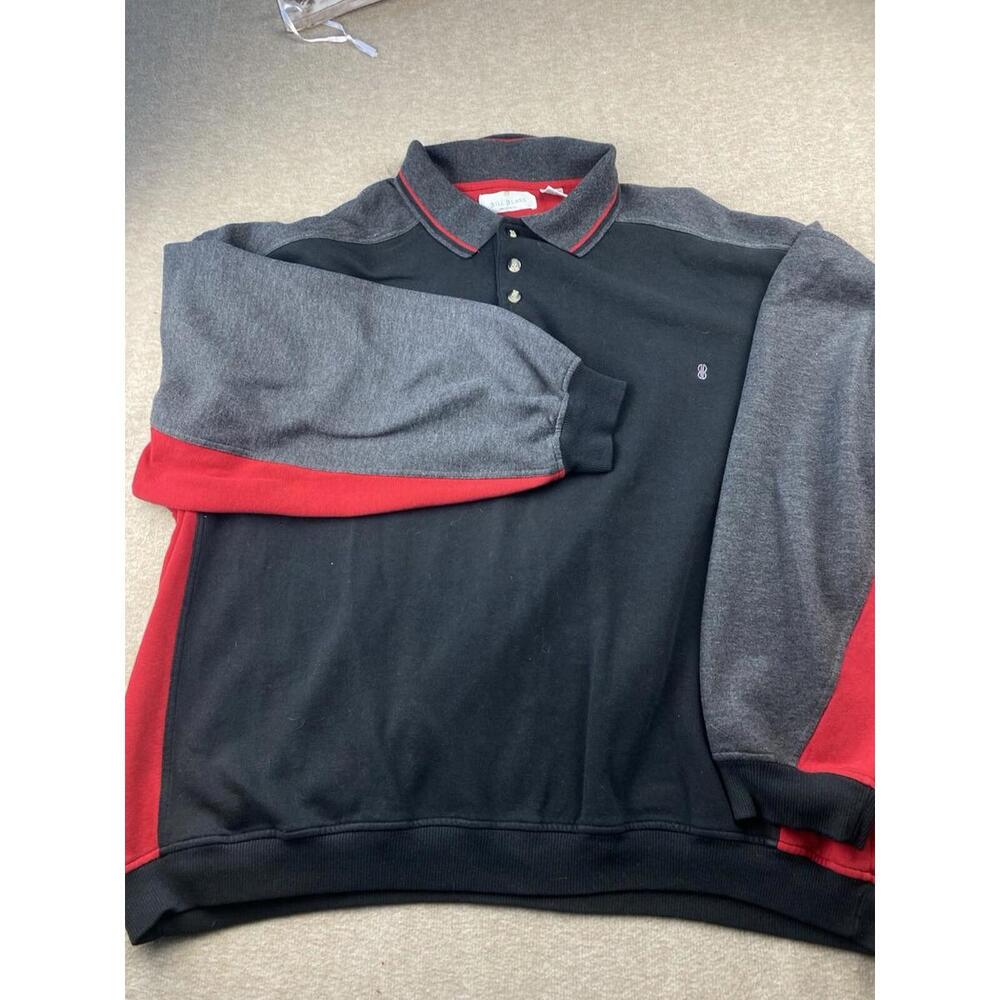 Mens Vintage 90s Bill Blass Polo Shirt Sweatshirt  XXL Long Sleeve Black Red